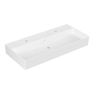 V&B Memento 2.0 Lavabo 100x47 cm, gs, 2x trou robinet, sans trop-plein, blanc alp C+