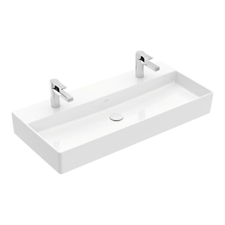V&B Memento 2.0 Lavabo 100x47 cm, gs, 2x trou robinet, sans trop-plein, blanc alp C+