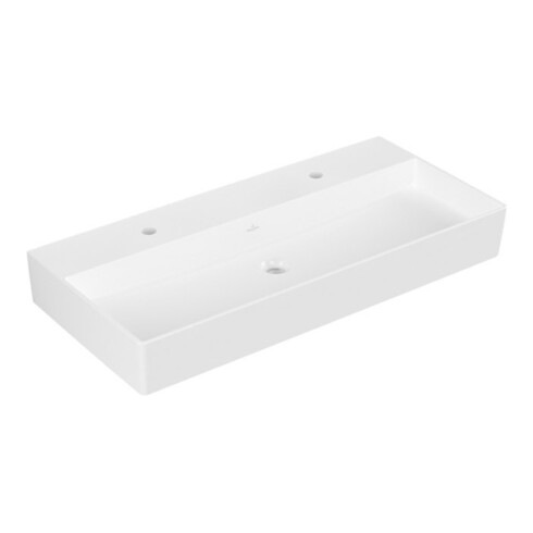 V&B Memento 2.0 Lavabo 100x47 cm, gs, 2xTrous de robinet, sans trop-plein, blanc mat C+