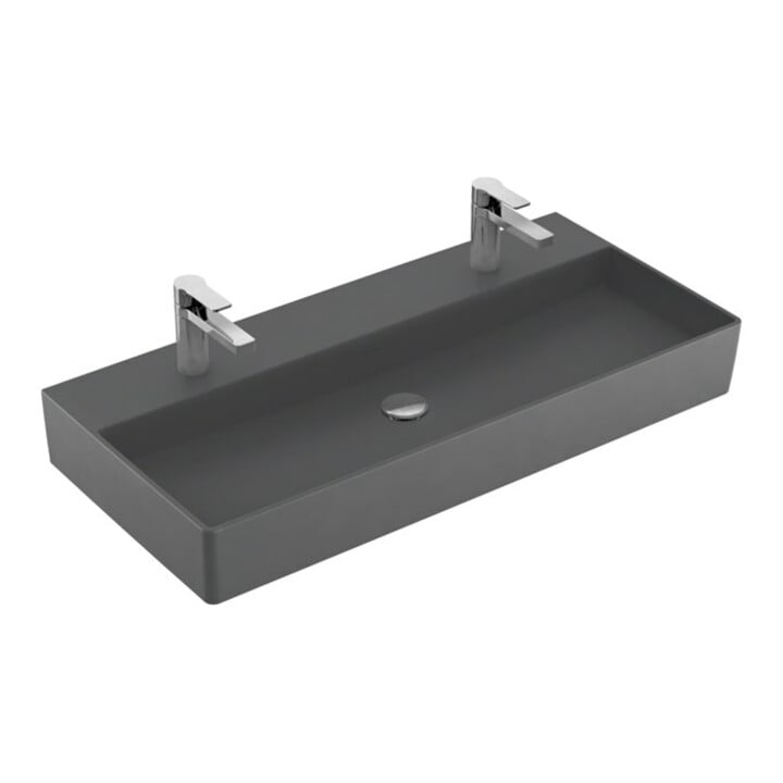 V&B Memento 2.0 Lavabo 100x47 cm, gs, 2xTrous robinet, sans trop-plein, graph. C+