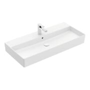 V&B Memento 2.0 Lavabo 100x47 cm, gs, robinet, avec trop-plein, blanc brillant C+
