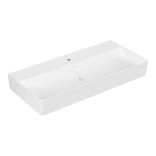 V&B Memento 2.0 Lavabo 100x47 cm, gs, robinet, sans trop-plein, blanc mat C+