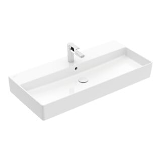 V&B Memento 2.0 Lavabo 100x47 cm, robinet, avec trop-plein, blanc alpin