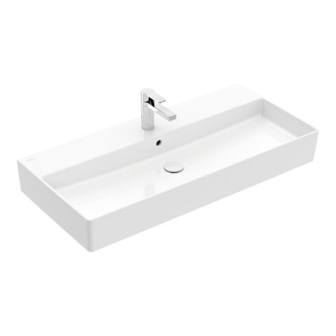 V&B Memento 2.0 Lavabo 100x47 cm, robinet, avec trop-plein, blanc alpin