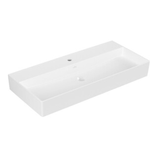 V&B Memento 2.0 Lavabo 100x47 cm, robinet, sans trop-plein, blanc alpin C-plus