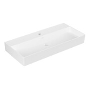 V&B Memento 2.0 Lavabo 100x47 cm, robinetterie, sans trop-plein, blanc brillant C-plus