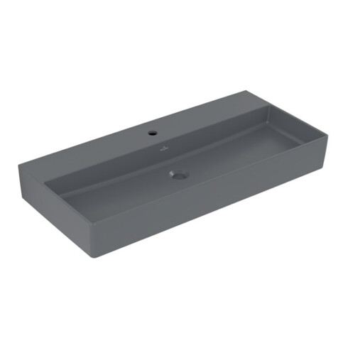 V&B Memento 2.0 Lavabo 100x47 cm, robinetterie, sans trop-plein, graphite C-plus