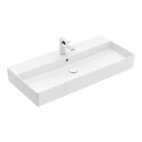 V&B Memento 2.0 Lavabo 100x47cm, robinetterie, avec trop-plein, blanc mat C-plus