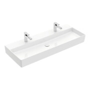 V&B Memento 2.0 Lavabo 120x47 cm, 2 trous de robinet, sans trop-plein, blanc alpin