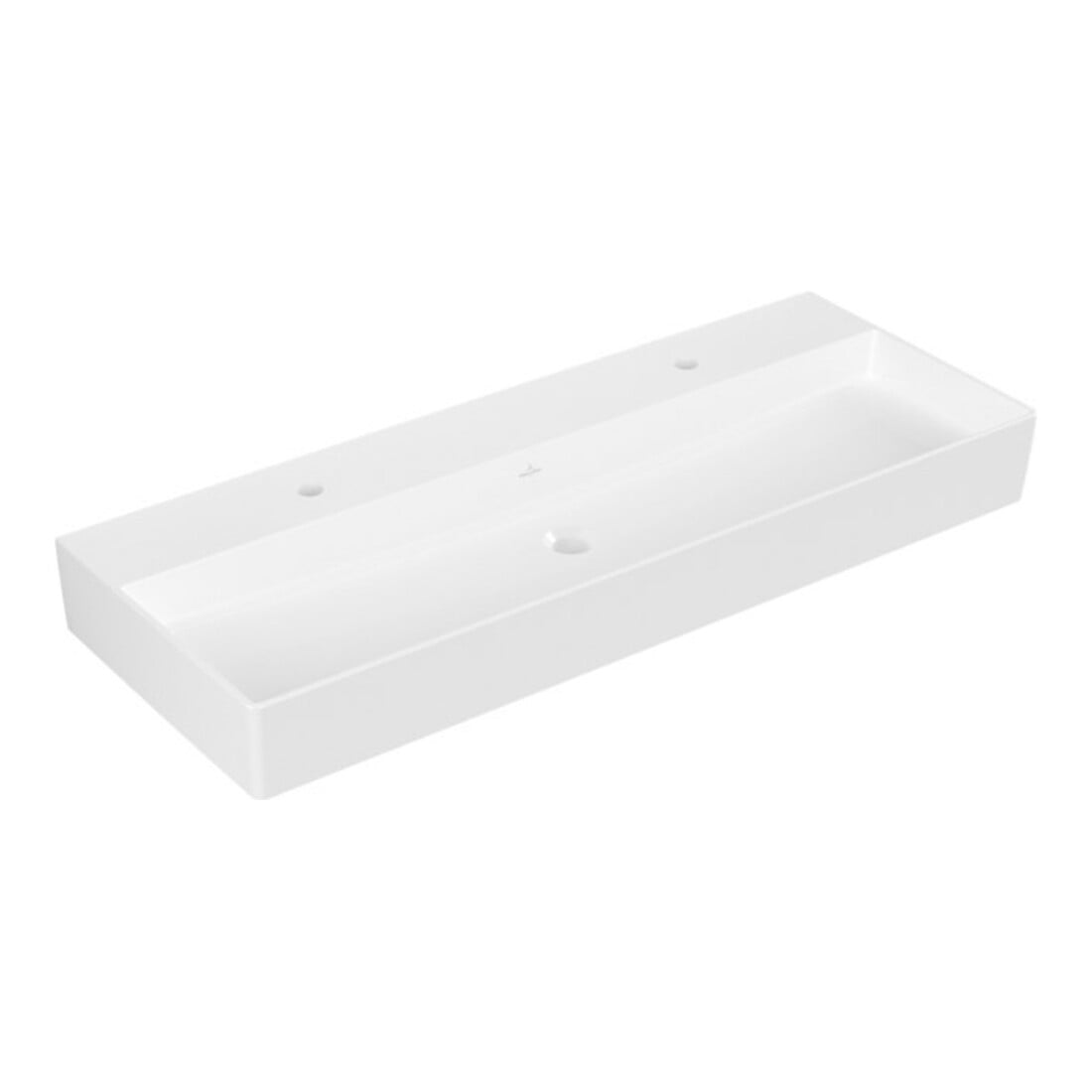 V&B Memento 2.0 Lavabo 120x47 cm, 2 trous de robinet, sans trop-plein, blanc alpin