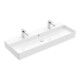 V&B Memento 2.0 Lavabo 120x47 cm, 2 trous robinet, avec trop-plein, blanc alpin C+-1