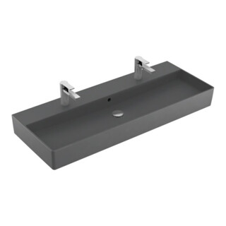 V&B Memento 2.0 Lavabo 120x47 cm, 2 trous robinet, avec trop-plein, graph. C+