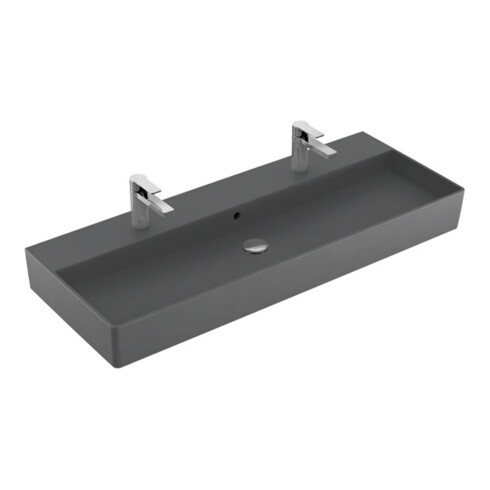 V&B Memento 2.0 Lavabo 120x47 cm, 2 trous robinet, avec trop-plein, graph. C+