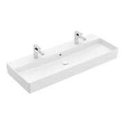V&B Memento 2.0 Lavabo 120x47 cm, 2x perçages robinet, avec trop-plein, blanc mat C+-3