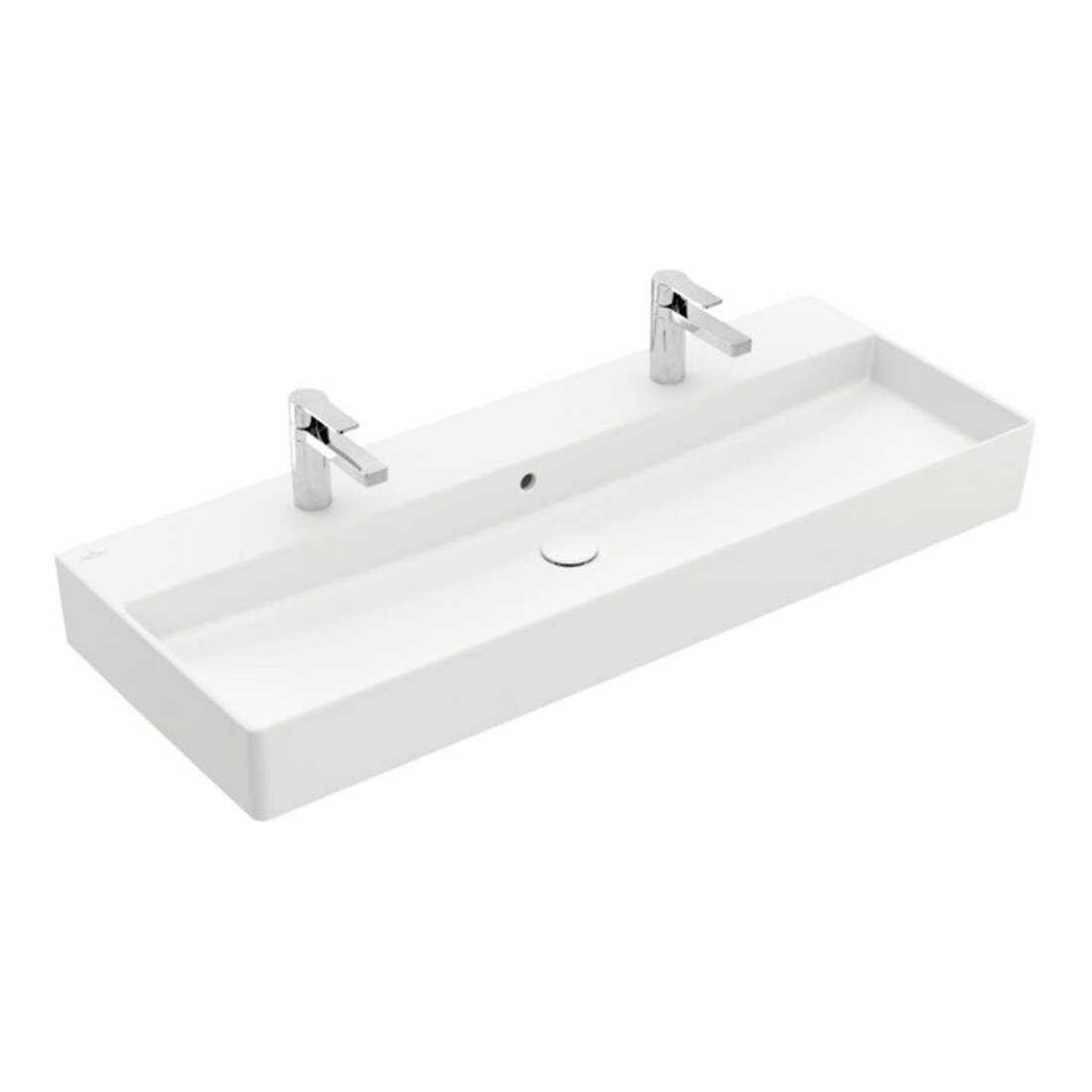 V&B Memento 2.0 Lavabo 120x47 cm, 2x perçages robinet, avec trop-plein, blanc mat C+
