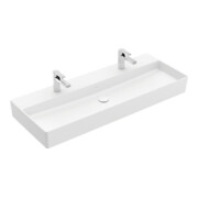 V&B Memento 2.0 lavabo 120x47 cm, 2x perçages robinet, sans trop-plein, blanc mat C+