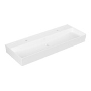 V&B Memento 2.0 lavabo 120x47 cm, 2x trou robinet, sans trop-plein, blanc alpin