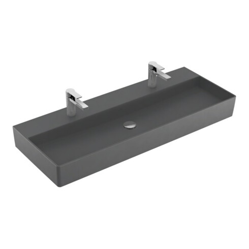 V&B Memento 2.0 Lavabo 120x47 cm, 2x trou robinet, sans trop-plein, graph. C+