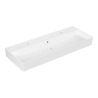 V&B Memento 2.0 Lavabo 120x47 cm, 2x trous robinet, avec trop-plein, blanc alpin