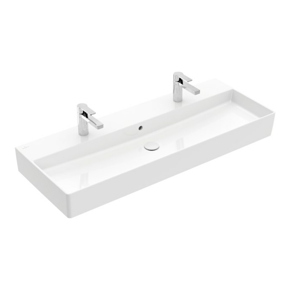 V&B Memento 2.0 Lavabo 120x47 cm, 2x trous robinet, avec trop-plein, blanc alpin