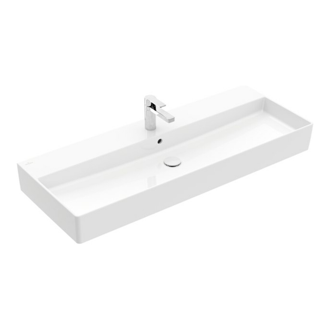 V&B Memento 2.0 Lavabo 120x47 cm, fermé, robinet, avec trop-plein, blanc alpestre