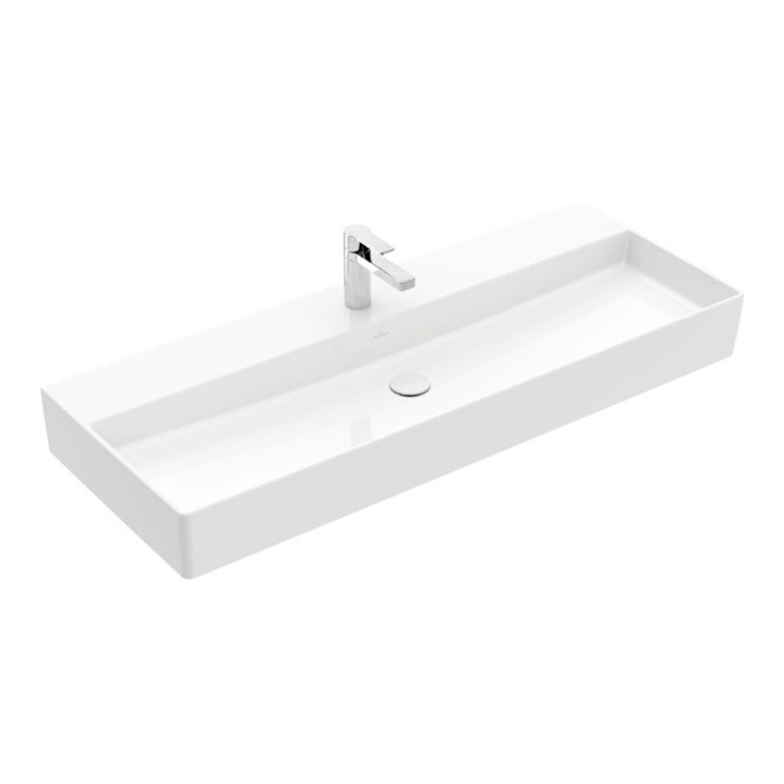 V&B Memento 2.0 Lavabo 120x47 cm, gs, robinet, sans trop-plein, blanc alp