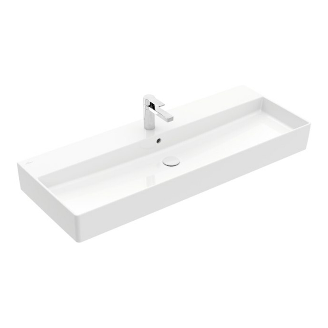 V&B Memento 2.0 lavabo 120x47 cm, robinet, avec trop-plein, blanc alpin