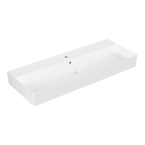 V&B Memento 2.0 Lavabo 120x47 cm, robinet, avec trop-plein, blanc mat C-plus