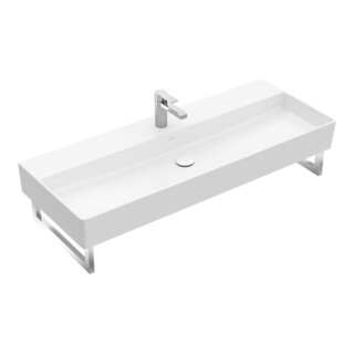 V&B Memento 2.0 Lavabo 120x47 cm, robinet, sans trop-plein, P noir C-plus
