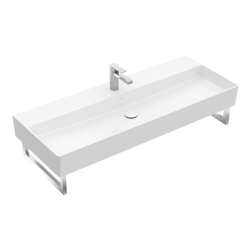 V&B Memento 2.0 Lavabo 120x47 cm, robinet, sans trop-plein, P noir C-plus