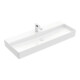 V&B Memento 2.0 lavabo 120x47 cm, robinetterie, sans trop-plein, blanc alpin C-plus-3