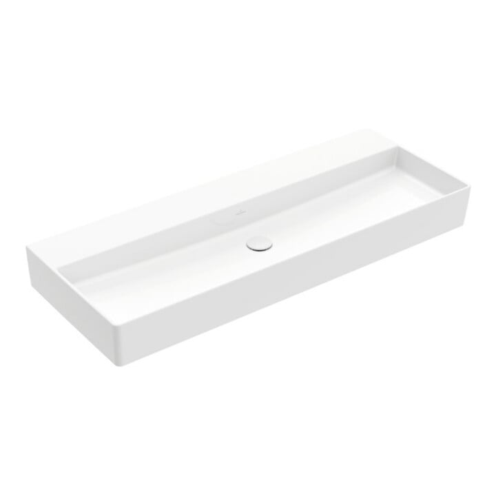 V&B Memento 2.0 Lavabo 120x47 cm, sans trop-plein, blanc alpin C-plus