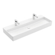 V&B Memento 2.0 Lavabo 120x47cm, 2 trous de robinet, sans trop-plein, blanc mat C+