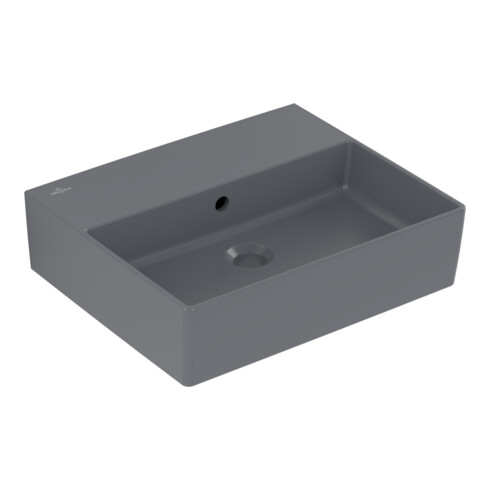 V&B Memento 2.0 lavabo 50x42 cm, fermé, avec trop-plein, graphite C-plus