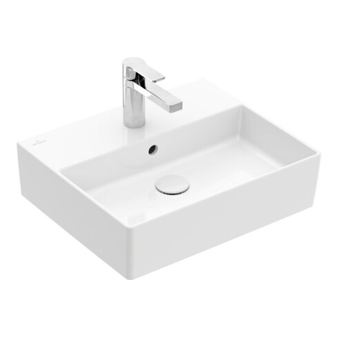 V&B Memento 2.0 Lavabo 50x42 cm, robinet, avec trop-plein, blanc alpin