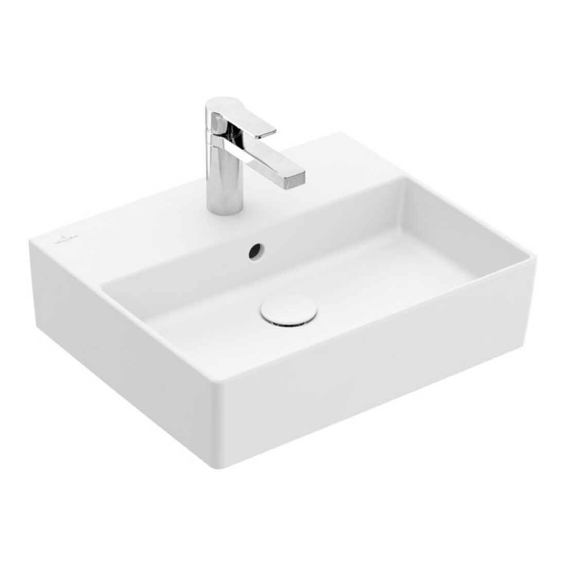 V&B Memento 2.0 Lavabo 50x42 cm, robinet, avec trop-plein, blanc mat C-plus