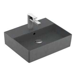 V&B Memento 2.0 Lavabo 50x42 cm, robinet, avec trop-plein, graphite C-plus