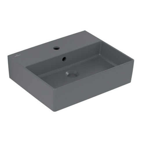 V&B Memento 2.0 Lavabo 50x42 cm, robinet, avec trop-plein, graphite C-plus