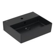 V&B Memento 2.0 Lavabo 50x42 cm, robinet, avec trop-plein, noir pur C-plus