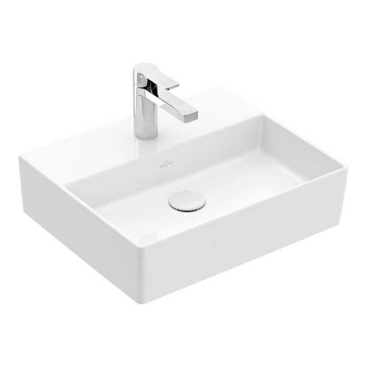 V&B Memento 2.0 Lavabo 50x42 cm, robinet, sans trop-plein, blanc alpin