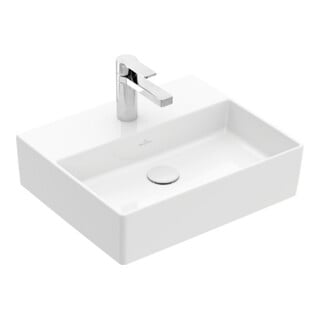 V&B Memento 2.0 Lavabo 50x42 cm, robinet, sans trop-plein, blanc alpin C-plus