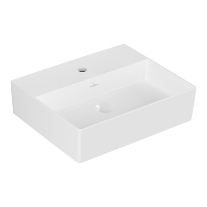 V&B Memento 2.0 Lavabo 50x42 cm, robinet, sans trop-plein, blanc alpin C-plus