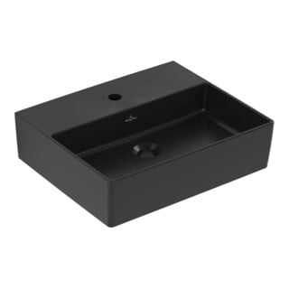 V&B Memento 2.0 lavabo 50x42 cm, robinet, sans trop-plein, P black C-plus