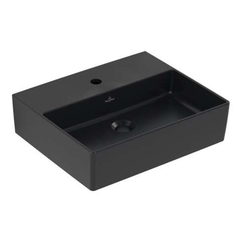 V&B Memento 2.0 lavabo 50x42 cm, robinet, sans trop-plein, P black C-plus