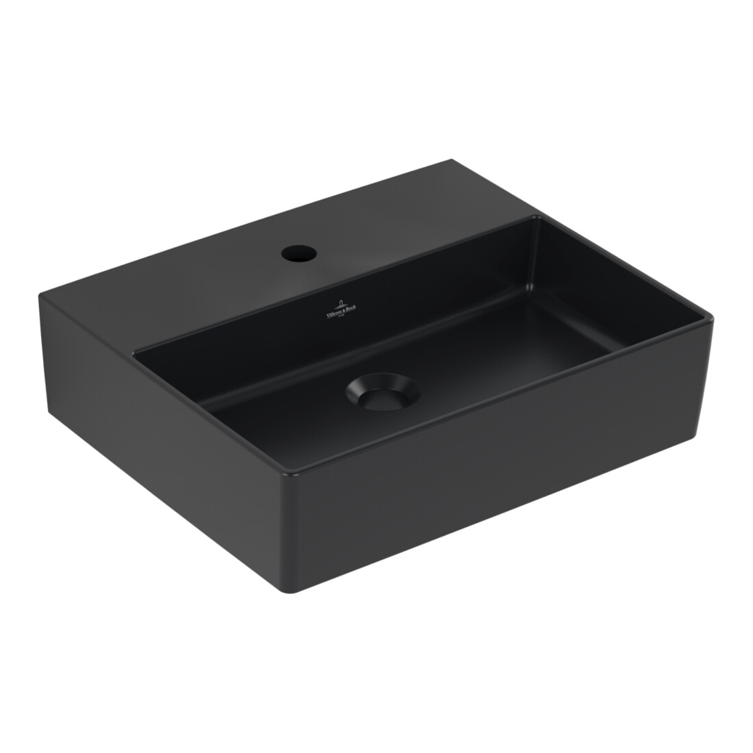 V&B Memento 2.0 lavabo 50x42 cm, robinet, sans trop-plein, P black C-plus
