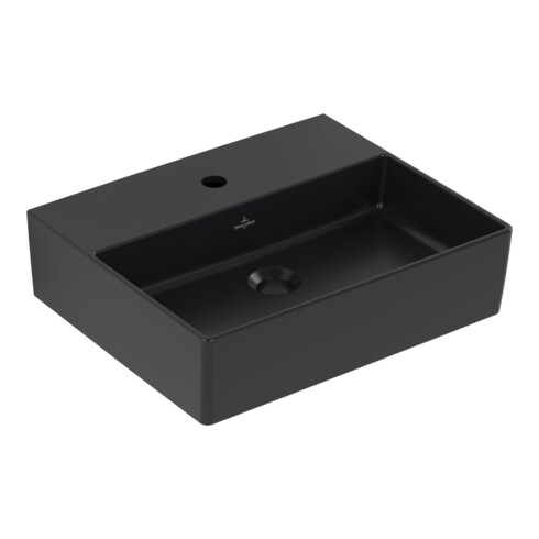 V&B Memento 2.0 Lavabo 50x42 cm, robinet, sans trop-plein, P noir C-plus