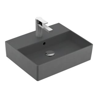 V&B Memento 2.0 Lavabo 50x42 cm, robinetterie, avec trop-plein, graphite C-plus