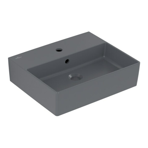 V&B Memento 2.0 Lavabo 50x42 cm, robinetterie, avec trop-plein, graphite C-plus
