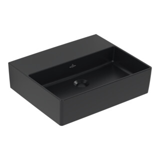 V&B Memento 2.0 Lavabo 50x42 cm, sans trop-plein, pure black C-plus