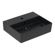 V&B Memento 2.0 Lavabo 50x42cm, mit Hahnloch, mit Überlauf, pure black C-plus